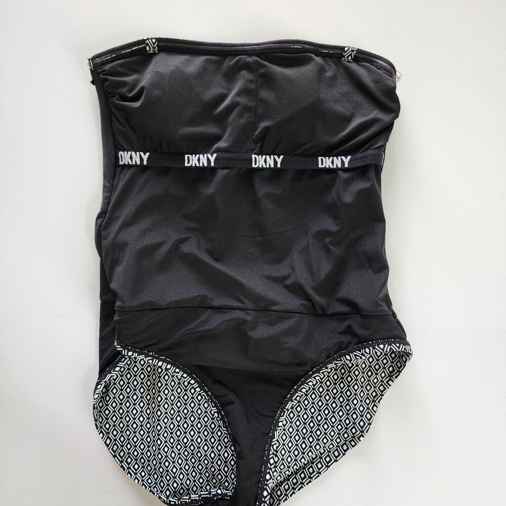 DKNY Strapless One Piece Swimsuit Black & White Size M - Picture 4 of 9
